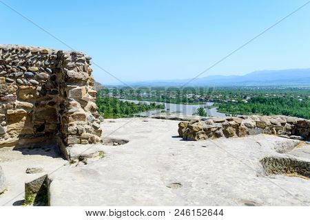 View of the ancient rock city of Uplistsikhe (Upliscyche), Georgia