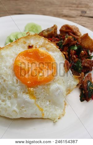 Fried Rice Basil With Crispy Pork Delicious