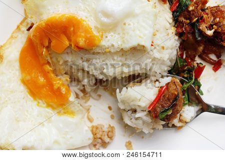 Fried Rice Basil With Crispy Pork Delicious