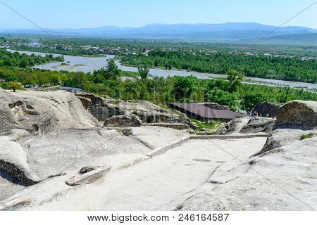 View of the ancient rock city of Uplistsikhe (Upliscyche), Georgia