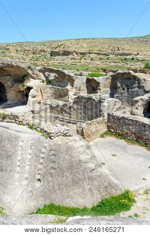 View of the ancient rock city of Uplistsikhe (Upliscyche), Georgia