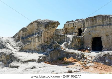 View of the ancient rock city of Uplistsikhe (Upliscyche), Georgia
