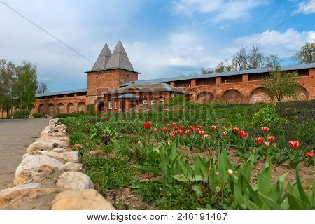 Nikolsky Gate And Wall Of Medieval Fortress. Inner View Of The Zaraisk Kremlin