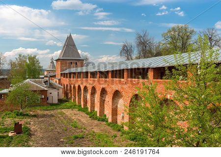 Nikolsky Gate And Wall Of Medieval Fortress. Inner View Of The Zaraisk Kremlin