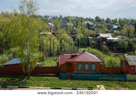 Zaraysk, Moscow Area-may 2, 2014: View Of The Kremlin Down The Street Of The Old Russian City On A S