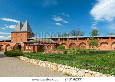 Nikolsky Gate And Wall Of Medieval Fortress. Inner View Of The Zaraisk Kremlin