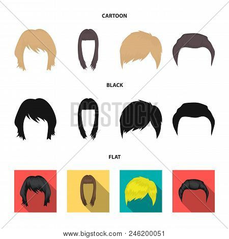 Mustache And Beard, Hairstyles Cartoon, Black, Flat Icons In Set Collection For Design. Stylish Hair
