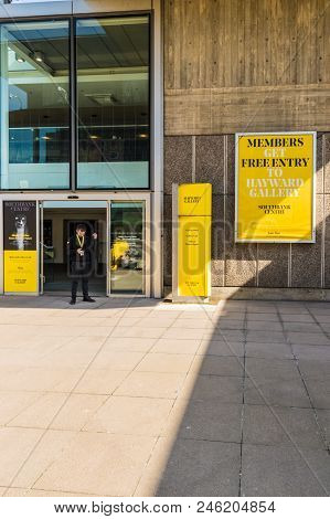 London. June 2018. A View Of The Entrance To The Hayward Gallery Along The South Bank In London