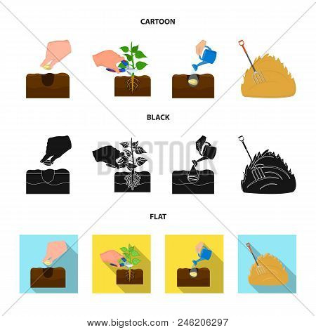 Garden, Ecology, Farmingand Other  Icon In Cartoon, Black, Flat Style. Feed, Plot Farmicons In Set C