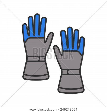 Winter Ski Gloves Color Icon. Snowproof Gloves. Isolated Vector Illustration