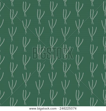 Vector Seamless Pattern Green. Eco Style. Flower Background