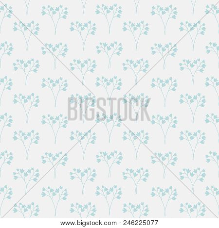 Seamless Pattern With Flowers. Gentle Background With Light Blue Flowers. Vector Illustration