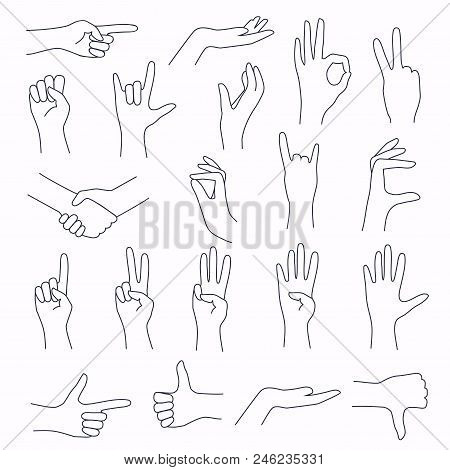Hands In Various Gestures. Flat Design Modern Vector Illustration Concept.