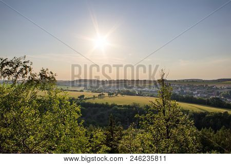 Sunset In Vantage Point Kozi Hrbety, Czech Landscape