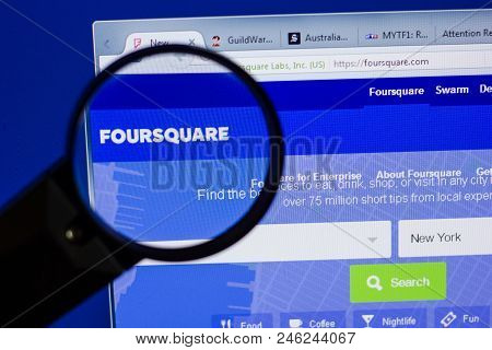 Ryazan, Russia - June 17, 2018: Homepage Of Foursquare Website On The Display Of Pc, Url - Foursquar