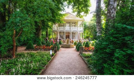 Bad Pyrmont, Germany - June 14, 2018: Spa Park In Bad Pyrmont During Summer And Sunny Weather