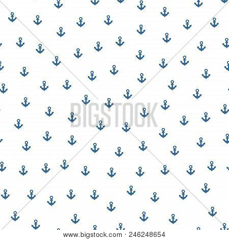 Seamless Nautical Summer Pattern With Anchors. Can Be Used For Wallpaper, Web Page Background, Surfa