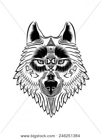 Totem Wolf With Runs Dagas And Fehu