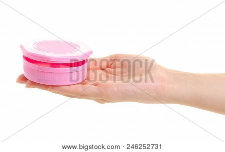 Repellent Against Moths In A Pink Box In Hand On A White Background Isolation