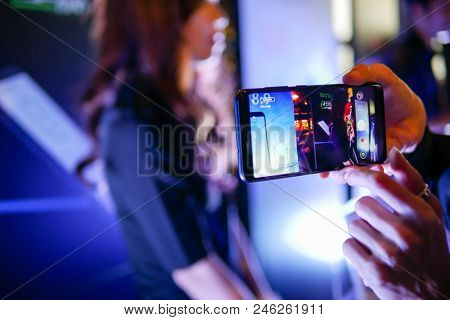 Bangkok, Thailand - January 11, 2018: Hands On Asus Zenfone Max Plus, The Latest Android Smartphone