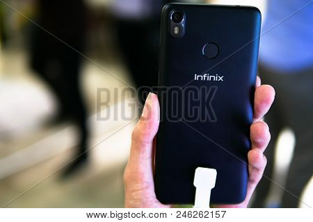 Bangkok, Thailand - February 9, 2018: Hands On Infinix S3, The Latest Android Smartphone For Medium