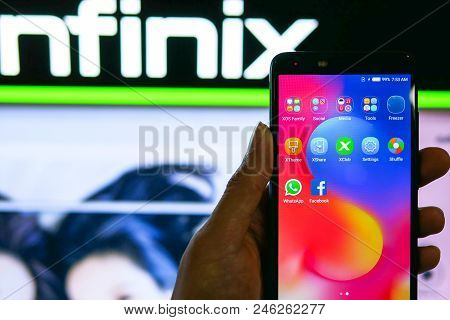 Bangkok, Thailand - February 9, 2018: Hands On Infinix S3, The Latest Android Smartphone For Medium