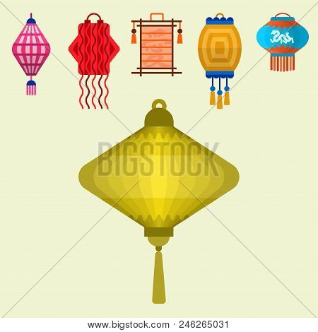 Chinese Lantern Vector Paper Lightertraditional Holiday Celebrate Asia Festive Or Wedding Lantern Gr