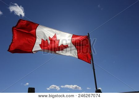 Flag Of Canada On The Mast, Canada Is One Of The Most Amazing Free Democracies In The World