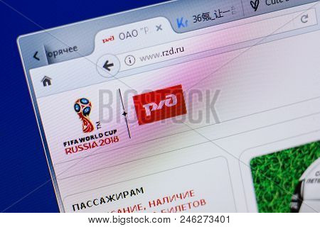 Ryazan, Russia - June 17, 2018: Homepage Of Rzd Website On The Display Of Pc, Url - Rzd.ru