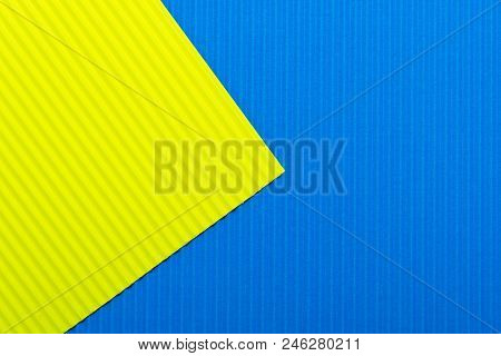 Blue And Yellow Color Paper Texture Background. Trend Colors, Geometric Paper Background. Colorful O