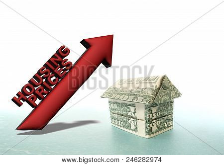 3d Housing Prices Illustration With Origami House Made Out Of Dollar Bills