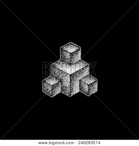 Hand Drawn Dotart Blackwork Illustration.