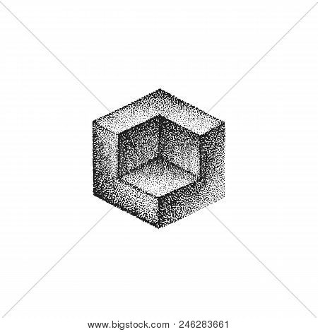 Hand Drawn Dotart Blackwork Illustration.