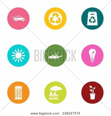 Eco Procedure Icons Set. Flat Set Of 9 Eco Procedure Vector Icons For Web Isolated On White Backgrou