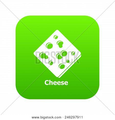 Cheese Icon Green Vector Isolated On White Background