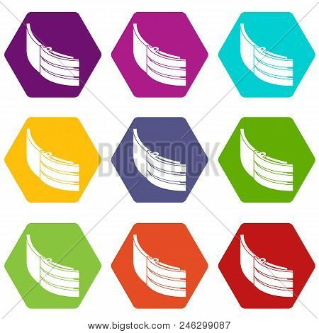 Strap Belt Icons 9 Set Coloful Isolated On White For Web