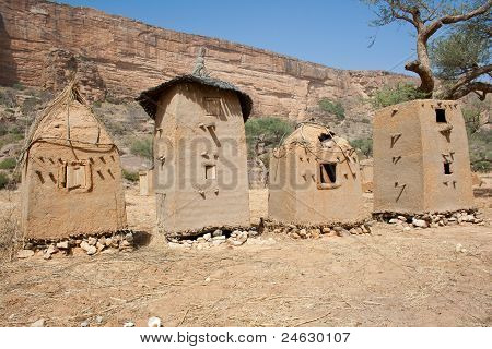 Granaries In A Dogon Village, Mali (africa).