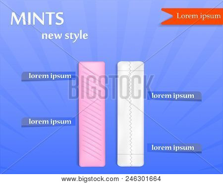 Gum Stick New Style Concept Background. Realistic Illustration Of Gum Stick New Style Vector Concept