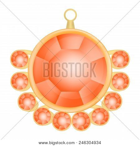 Red Ruby Jewelry Mockup. Realistic Illustration Of Red Ruby Jewelry Vector Mockup For Web Design Iso