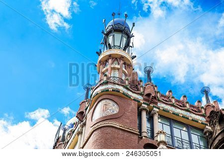 Barcelona - March, 2018: Facade Of The Palace Of Catalan Music In Barcelona