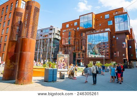 June 20, 2018. Tallinn, Estonia. Beautiful Architecture Of The Modern Rotermann District In Tallinn.