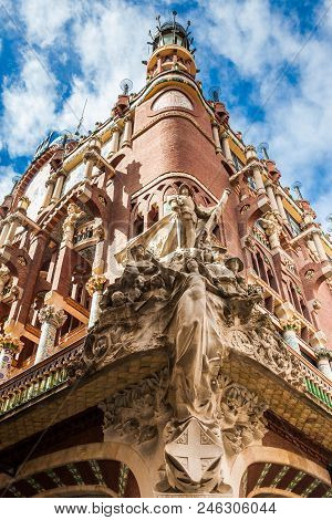 Barcelona - March, 2018: Facade Of The Palace Of Catalan Music In Barcelona