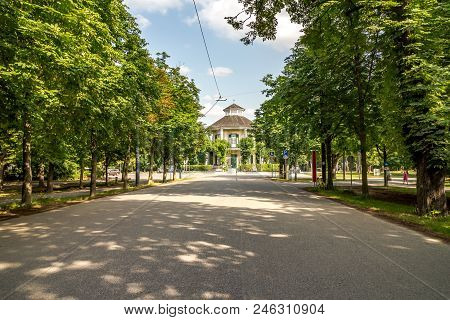 Vienna Austria June.8 2018, The Lusthaus Is A Round Pavilion And Restaurant At The End Of The Prater