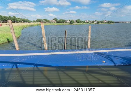 Inflatable Dam Flood Barrier In Irving, Texas, Usa