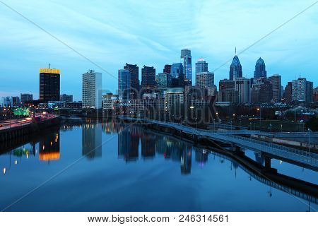 Philadelphia City Center With The Schuylkill River In The Foreground