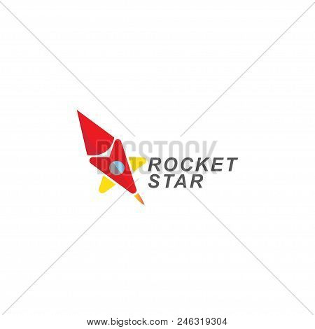 Rocket Star Combination, Flat Minimalist Design Logo
