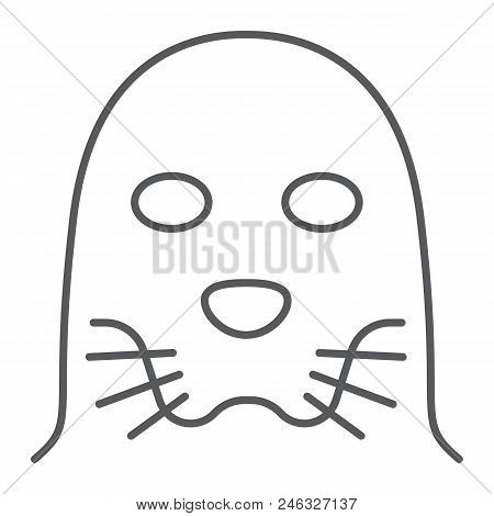 Seal Thin Line Icon, Animal And Zoo, Mammal Et Sign Vector Graphics, A Linear Pattern On A White Bac
