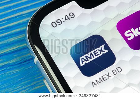 Sankt-petersburg, Russia, June 20, 2018: Amex Application Icon On Apple Iphone X Smartphone Screen C