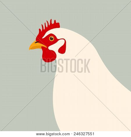 Chicken Head Vector Illustration Flat Style Profile Side
