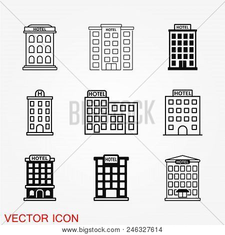 Hotel Icon Vector, Flat Pictogram For Business, Marketing, Internet